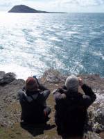 Tim and Malcolm shearwater spotting on the Llŷn, April 2012